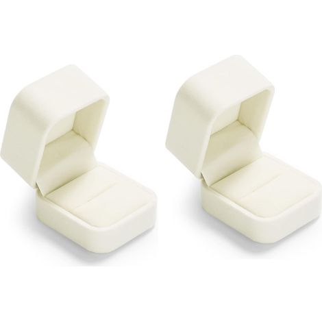Lot de 2 boîtes à bijoux en velours blanc, coffrets pour bagues, toucher doux et élégant (1/4)