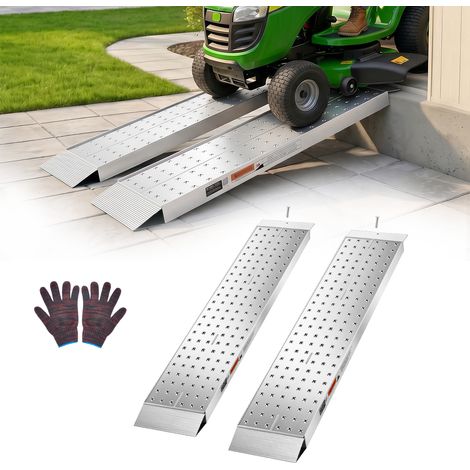 VEVOR Rampe deAcces en Aluminium, Lot de 2 Rampes de Chargement pour Quad, 1396x304 mm, Capacite Totale 1360 kg pour Moto, Tondeuse, Tracteur, Remorque et Fauteuil Roulant, avec Plaques Antiderapantes (1/5)