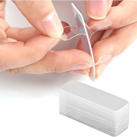 Ruban adhésif double face extra fort, 60 Pièces Ruban adhésif multifonctionnel et réutilisable transparent lavable Nano Tape Fixation de divers objets dans Voitures, Cuisine, Domicile ou Bureau (1/4)