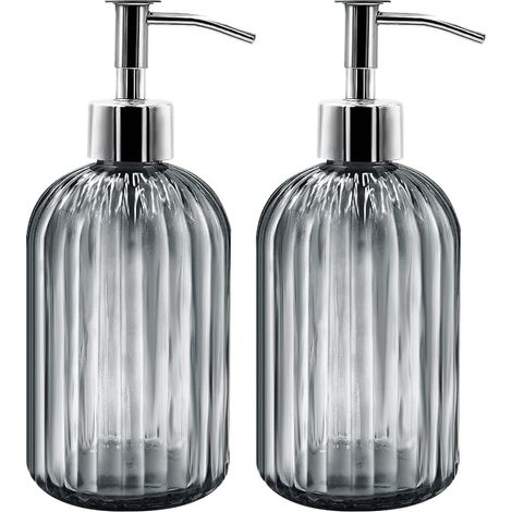 Lot 2 distributeurs savon verre pompe 400 ml liquide vaisselle shampoing décoration cuisine salle bain... (1/5)