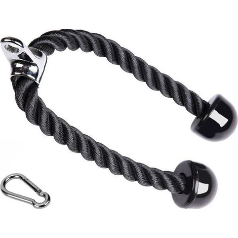 Corde à triceps double tête - Corde d'étirement pour triceps - Corde à triceps noire - Corde d'entraînement noire - Bande de résistance pour triceps - Nylon haute résistance (1/5)