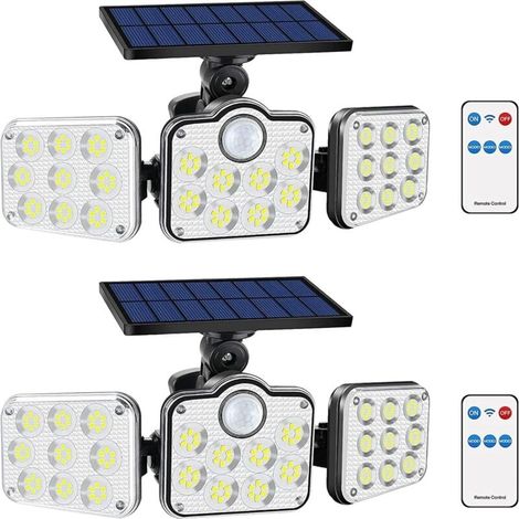 Solar-Außenleuchten, 138 LEDs, 2500 lm, superheller Bewegungsmelder mit Fernbedienung, 270° Weitwinkel, 3 Betriebsmodi, IP65 wasserdichte Sicherheitsfluter (1/4)