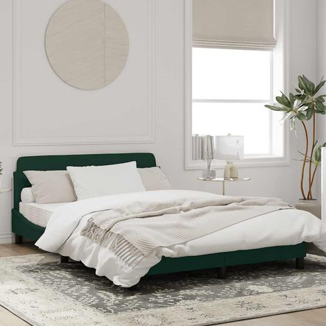 Cadre de lit 140 x 190 cm avec tête de lit en velours vert foncé - PANGIVO (1/5)