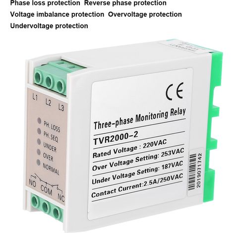 Relais moniteur alimentation triphasée 220VAC protecteur ordre phase surtension sous-tension perte phase (1/5)