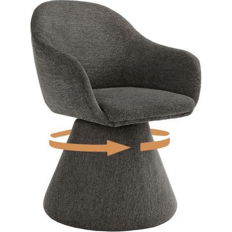 GOEURVANT Chaise de Salle à Manger en Tissu Texturé Gris Anthracite - Fauteuil Dîner Design Cocon Ergonomique avec Accoudoirs, Base Conique Stable, 150 kg (1/5)