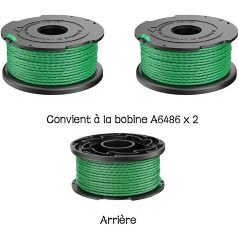 Lot de 2 bobines de fil vert pour débroussailleuse Black & Decker GL7033 GL8033 GL9035 A6482 (1/4)