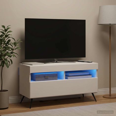 vidaXL Meuble TV LED Blanc Bois d'ingénierie (1/5)