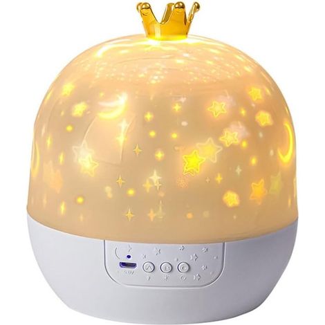 Proiettore di luce notturna con musica, corona girevole, 21 temi di proiezione, 3 modalità di illuminazione per la cameretta dei bambini. (1/5)