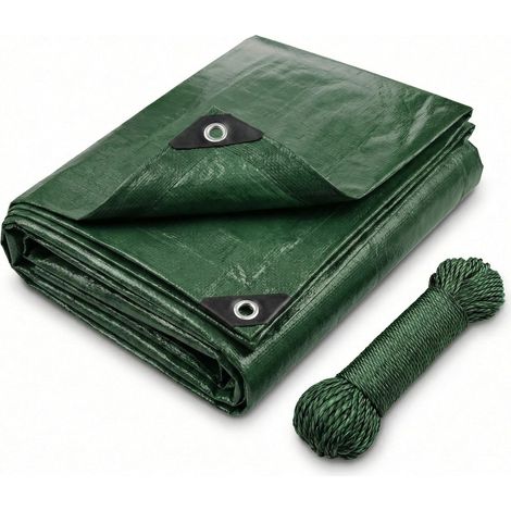 1 Bâche 3x4m Toile Renforcée 120g/m² Œillets Inox Corde 16m Protection Jardin Camping Bois (1/5)