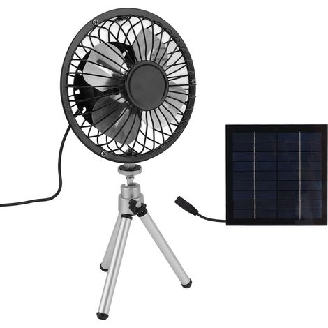 Tragbarer 6-W-Solarventilator (15 cm), 15 cm Durchmesser, mit dualer Solar- und USB-Stromversorgung, für Zuhause, Camping, Angeln und Outdoor-Aktivitäten, mit ausziehbarem Ständer (1/5)