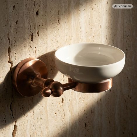 PaulGurkes Support de savon en cuivre - Accessoires de salle de bain rétro en céramique (1/4)