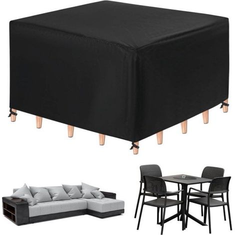 Housse Mobilier Jardin 90x90x90cm Oxford 420D Noir, Imperméable Universelle Table Chaise, Protection Extérieur (1/5)