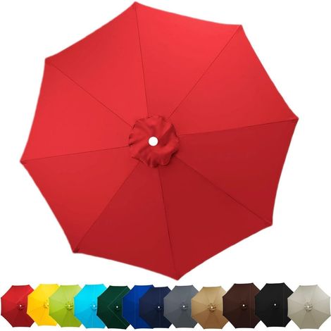 Auvent de Remplacement Baleines Toile de Rechange, Housse de Rechange pour Parasol De Jardin Terrasse Plage(Rouge,2.5M/6 Arms)