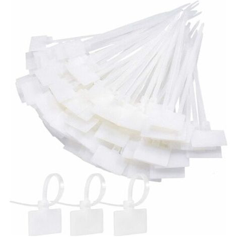 Attache Cable Electrique 250Pcs Cable Management avec Etiquette Serre Cable Plastique Blanc Etiquette Cable Ties Cable Pour L'école Jardin Bureau Mur Voiture (1/5)