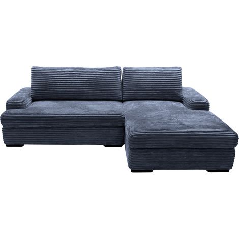 ODILON - Canapé d'angle convertible gros velours côtelé Bleu Droit (1/5)