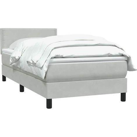 vidaXL Sommier à lattes de lit et matelas gris clair 80x220 cm velours
