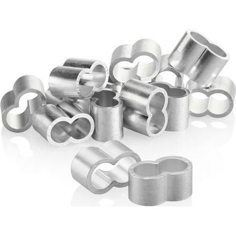 Serre-câbles aluminium 10 mm - manchons à sertir doubles pour câbles et sangles élastiques - Argent (1/5)