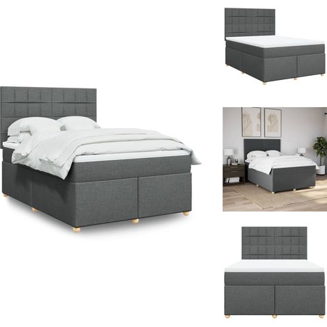 Sommier à lattes de lit avec matelas Gris foncé 140x190cm Tissu - Sommier À Lattes De Lit - Sommiers À Lattes De Lit - Lit - Meuble De Chambre À Coucher (1/5)