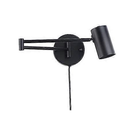 LED-Wandleuchte mit verstellbarem Gelenkarm, Kabel, Stecker und Schalter, Leselampe E27 für Wohnzimmer, Schlafzimmer, Nachttisch, Schwarz