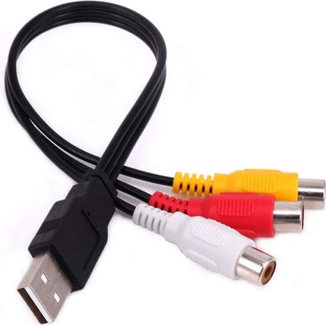 Longziming - Câble USB vers 3 RCA - 0,3 m - Adaptateur audio/vidéo AV avec 3 connecteurs RCA femelles vers USB mâle pour TV et PC (1/5)