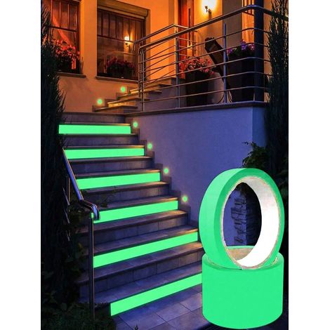 1pc Ruban adhésif lumineux dans l'obscurité, ruban fluorescent vert, motif décoratif DIY et avertissement, ruban lumineux pour décoration d'escaliers, scène, trottinette et vélo 3cm5M. (1/5)
