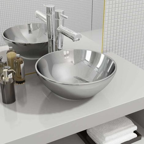 vidaXL Lavabo 32,5 x 14 cm Céramique Argenté (1/5)