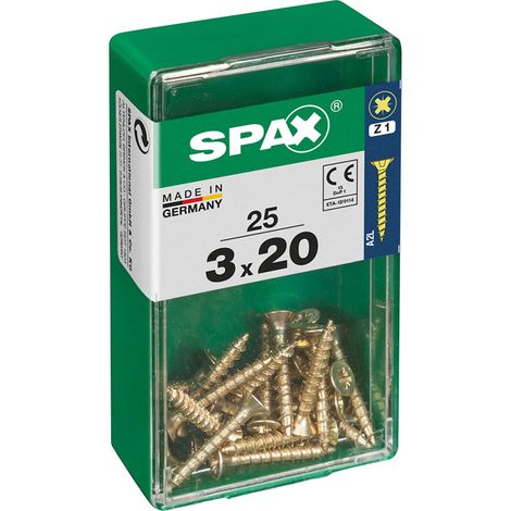 Boîte 25 Unités. Vis A Bois Spax Cab. Plat Yellox 3.0x20mm Spax (1/2)