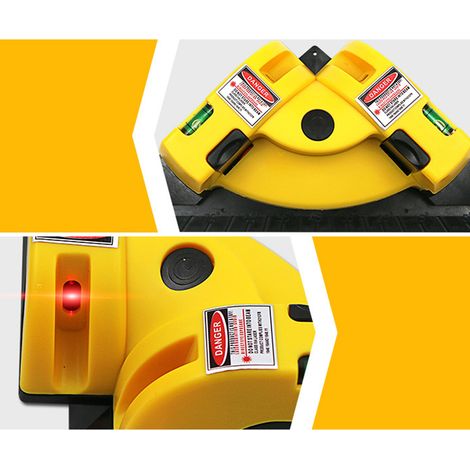 Niveau laser à angle droit 90° avec projection infrarouge horizontale et verticale, boîtier intégré en plastique, outil de nivellement pour carrelage, couleur jaune (1/5)