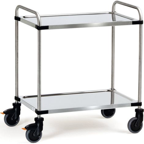 fetra Edelstahlwagen, Ladefläche 630 x 400 mm, 2 Böden (1/2)