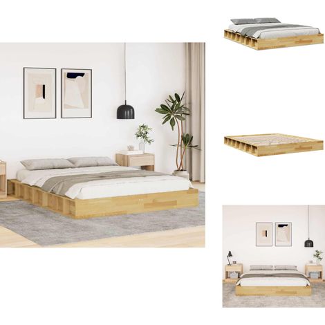 Cadre de lit sans matelas 150x200 cm bois massif de chêne - Cadre De Lit - Cadres De Lit - Meuble De Chambre À Coucher - Lit (1/5)