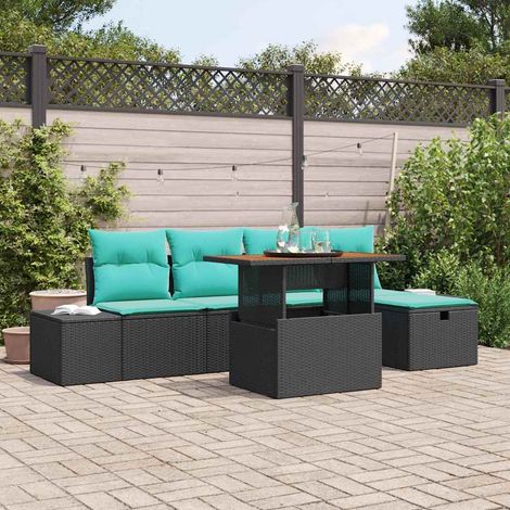 vidaXL Set Divano da Giardino 6 pz Nero polyrattan (1/5)