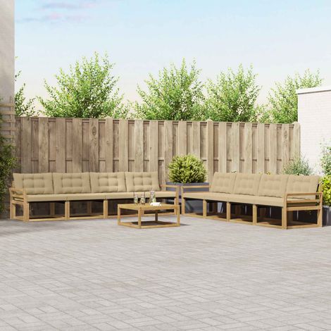 vidaXL Outdoor-Sofagarnitur 9 pcs Weiß und Beige 79 x 79 x 37 cm (1/5)