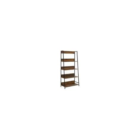 Wide Rustic Display Bookcase With 4 Shelves Industrial Style Storage Oak Metal (1/5)