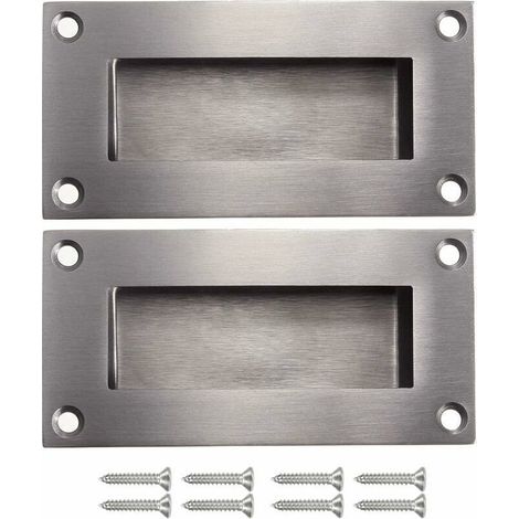 Poignées de porte poignée cachée poignée remplaçable pour porte coulissantes sans manche, Anticollision rectangulaires simple mais à la mode en acier inoxydable brossé satiné 2 pièces (1/4)