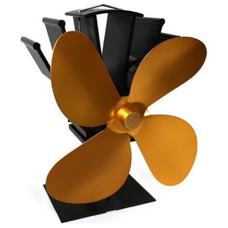 Hot Blast 4-blade wood stove fan, fuel-saving, environmentally friendly heating (Gold)--DTEKGAZ