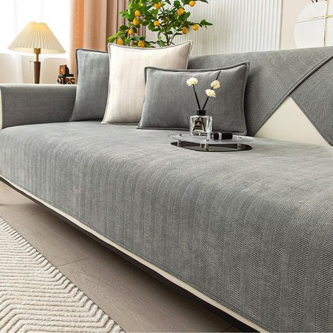 Housse de canapé, forme L, pour canapé, housse de siège, protège-canapé antidérapant, pour salon, couvre-canapé pour canapé d'angle, Gris-R, 110 x 160 cm (1/5)