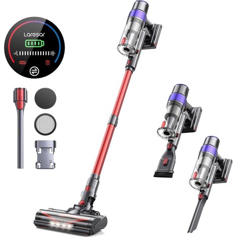 Aspirapolvere senza fili, motore brushless da 500 W, autonomia di 60 minuti, touchscreen LED intelligente e filtro HEPA a 7 strati per uso domestico e in auto, spina europea. (1/2)