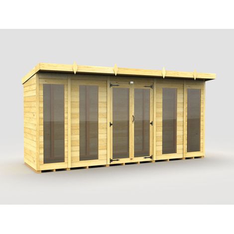 14 x 4 Pent Summer House (Full Height Window)
