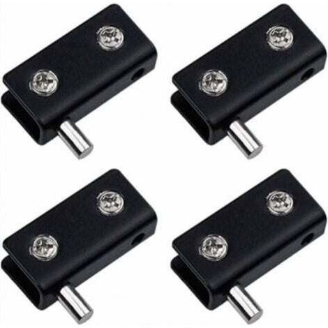 Lot de 4 charnières pivotantes, sans cadre pour porte en verre - Noir - Clips de porte en verre en acier inoxydable avec broche réglable - Kit de remplacement pour porte en verre de 5 à 7 mm (1/5)