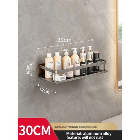 Étagère d'angle jaune et blanche (30 cm, grise) - Organisateur de salle de bain, étagère de rangement pour toilettes, porte-shampoing, étagère de rangement pour cuisine (1/5)