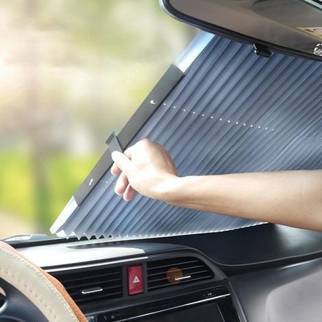 Pare-soleil extensible pour voiture - Pare-soleil à ventouses - Pare-soleil pour lunette arrière - 46 cm - Facile à ranger - Convient aux lunettes arrière et latérales (1/5)