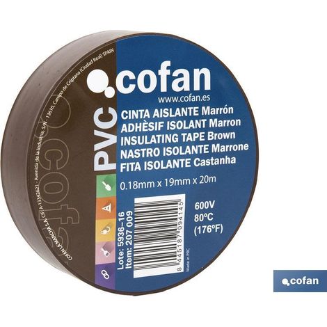 Rollo de cinta aislante marron 20mts.
