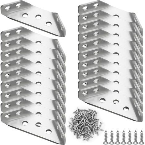 Connecteur d'angle de meuble universel 20 pièces, support d'angle triangulaire multifonctionnel en acier inoxydable, connecteur de fixation d'angle, cadre de support triangulaire de meuble, support d' (1/4)
