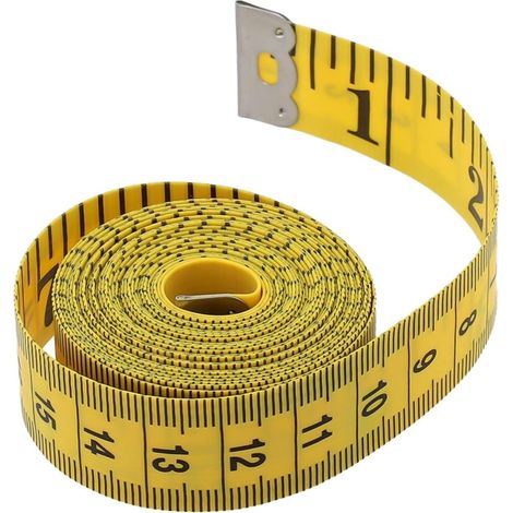 Mètre à mesurer corporel jaune 300 cm avec échelle cm et pouce, pour stylisme et confection de vêtements (1/5)