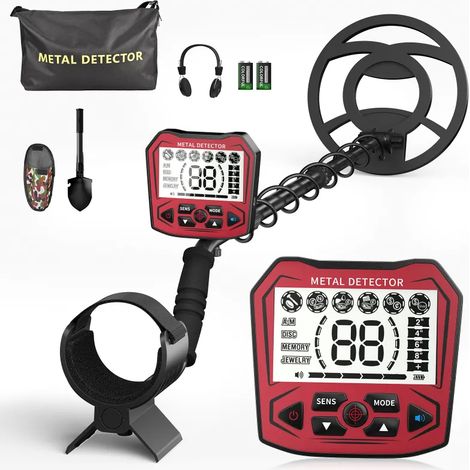 Détecteur de métaux haute précision, longueur ajustable (113-141 cm), 5 modes, détecteur de métaux professionnel avec écran LCD, sonde étanche IP68. (1/5)