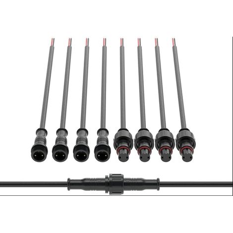 Connecteur électrique étanche à 2PIN 22AWG Mâle Femelle Câble d'extension de 20cm voiture, camion, bateau, bande LED extérieure intérieure 15mm écrou petite taille 5 paires (1/5)