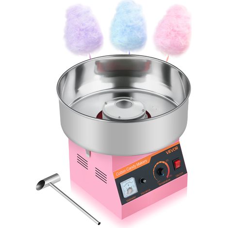 VEVOR Macchina Zucchero Filato Commerciale, Elettrodomestici per Zucchero Filato da Cucina Potenza Totale 1000 W con Ciotola in Acciaio Inox da 38 cm, Feste Eventi Carnevale, Rosa