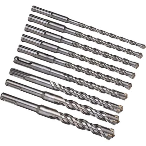 MINKUROW 9 Uds Sds Taladro De Hormigón Más Herramienta De Cabeza De Martillo De Mampostería De Doble Ranura 5-16mm Broca Elektrische Betonbohrer (1/5)