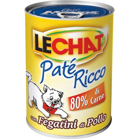 PATE' PER GATTI 'LECHAT RICCO' fegatini di pollo - gr 400- 24 pezzi - MONGE