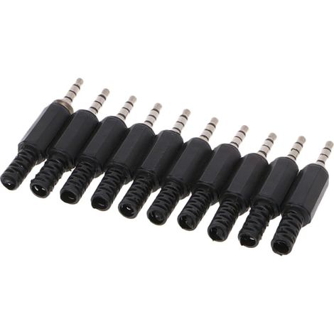 Lot de 10 Prises Audio Mâles 3,5 Mm à Souder, eurs Stéréo 4 Pôles 3 Anneaux, Plastique et Métal Noir, pour Casque et Microphone, DIY Réparation Audio (1/5)